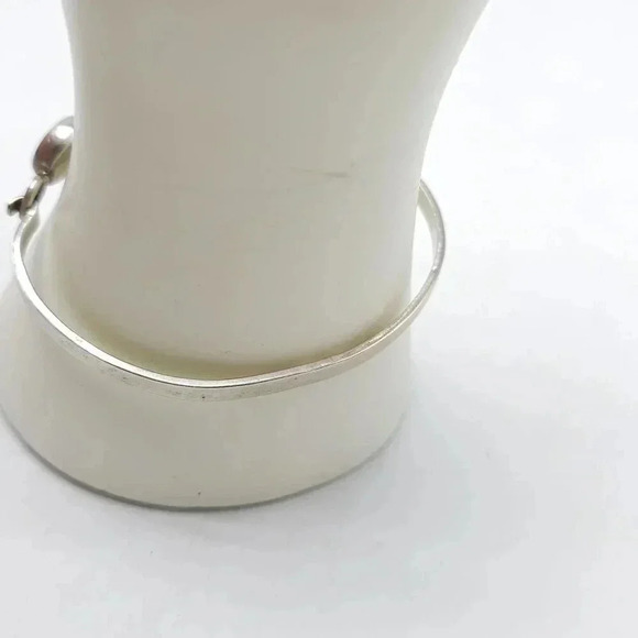 Vintage Sterling Silver Blue Turquoise Circle Eye Bangle Bracelet Mexico - Picture 3 of 8